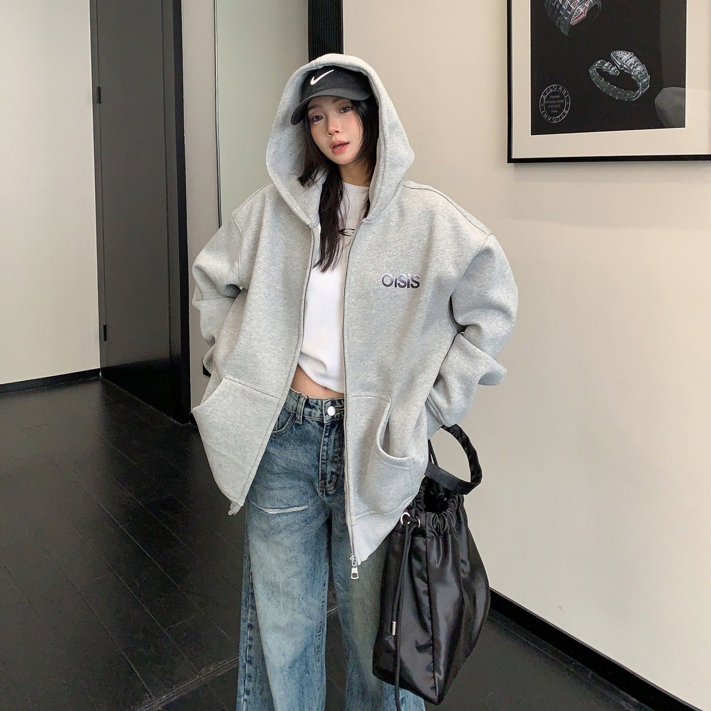 【アウター】立体刺繍 厚手 フード付き ジャケット 【FCシリーズ】