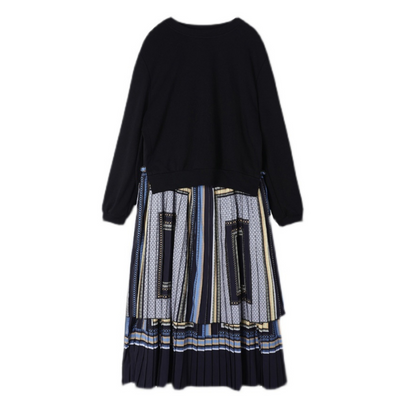 【ワンピース】春 秋 冬 エスニック風 ドッキング風 スウェット ワンピース 【SHシリーズ】