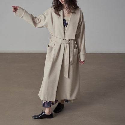 【アウター】新作 大きめラペル ゆったり ロング丈 長袖 コート トレンチコート レディース【JZシリーズ】