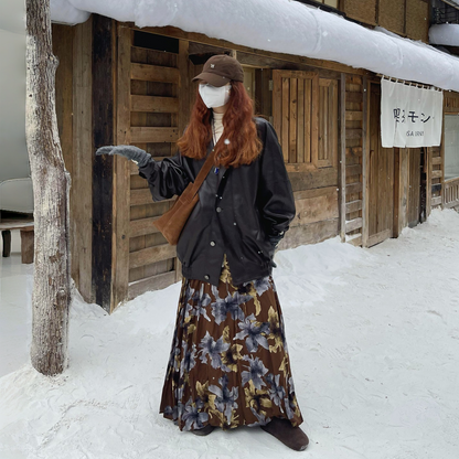 【ボトムス】春 秋 冬 レトロ 厚手 大振裾 スカート 【SHシリーズ】