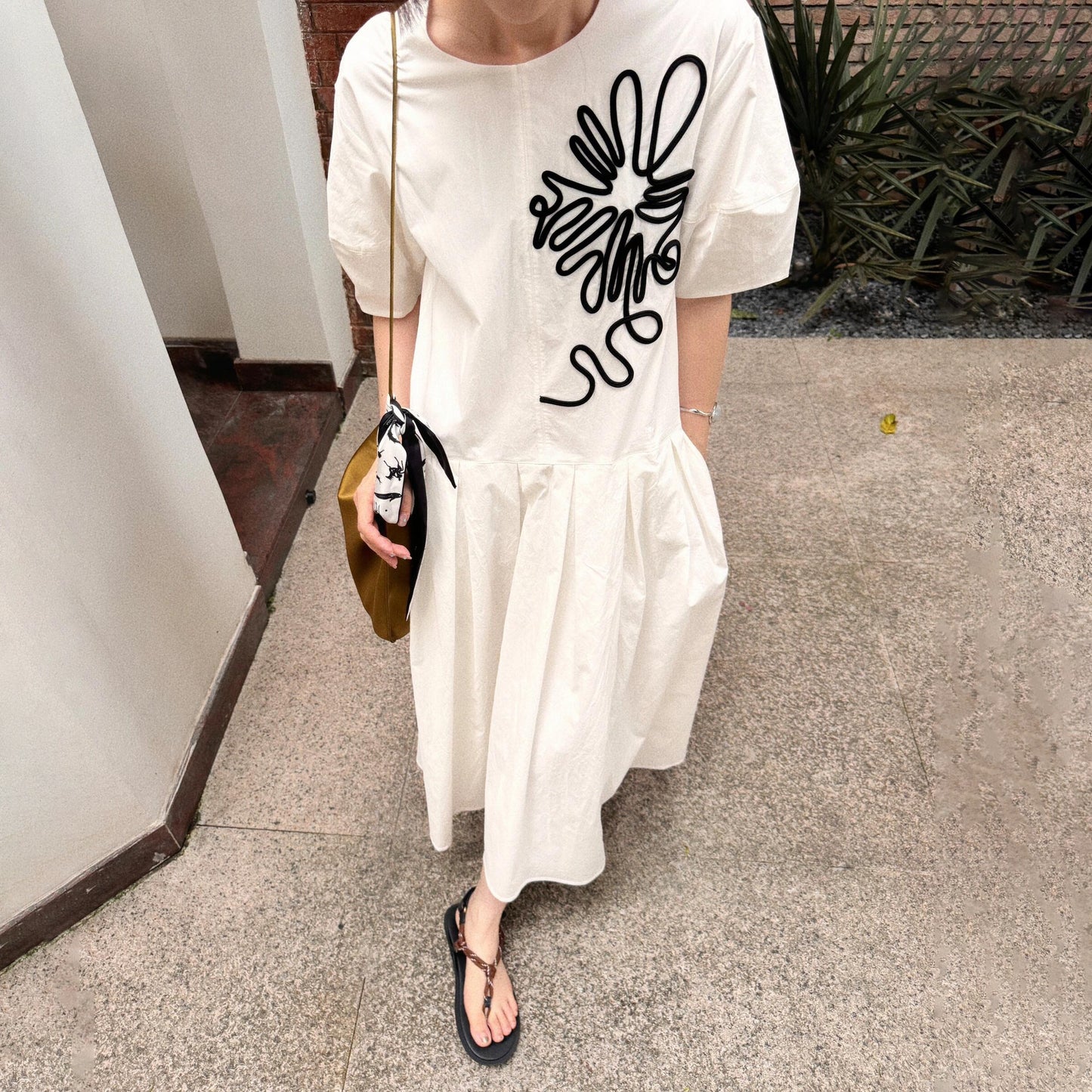 【ワンピース】フレンチ 不規則 半袖シャツワンピース ミニマルスタイル ゆったり 切り替えプリーツ ワンピース 夏用【SHシリーズ】