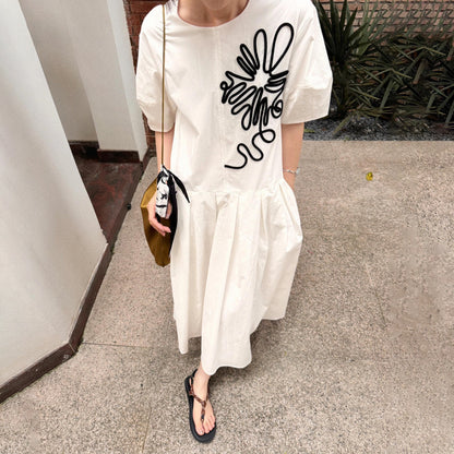 【ワンピース】フレンチ 不規則 半袖シャツワンピース ミニマルスタイル ゆったり 切り替えプリーツ ワンピース 夏用【SHシリーズ】