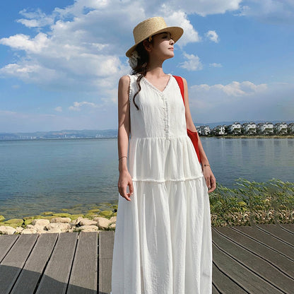 【ワンピース】夏 新作 デザイン感  リゾート風 ノースリーブワンピース【JZシリーズ】