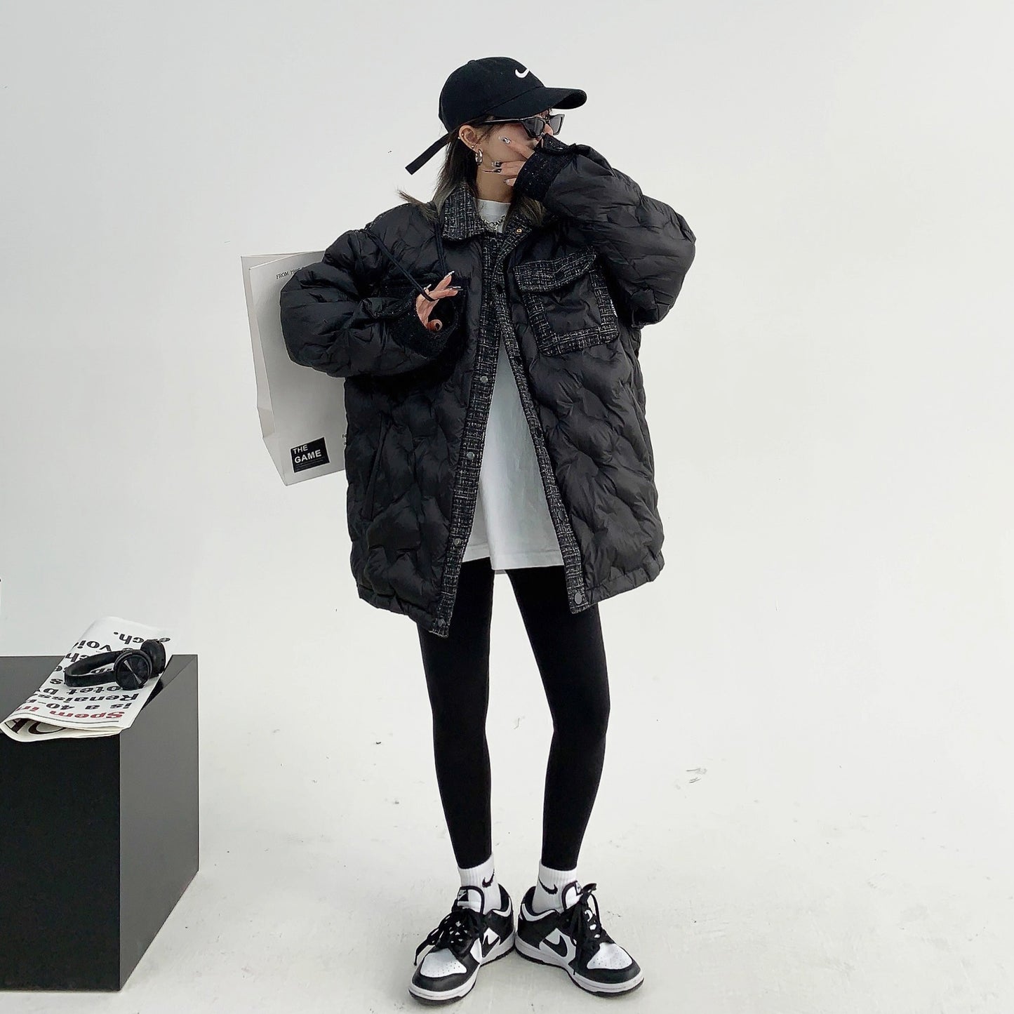 【アウター】デザイン感たっぷり！美式シャネル風刺繍入り中綿ジャケット レディース 冬 小柄向けカップルコーデ 綿入れコート【FCシリーズ】