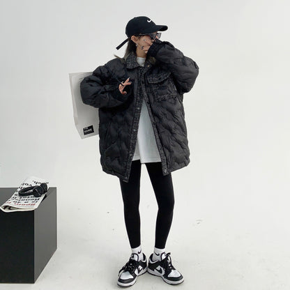 【アウター】デザイン感たっぷり！美式シャネル風刺繍入り中綿ジャケット レディース 冬 小柄向けカップルコーデ 綿入れコート【FCシリーズ】