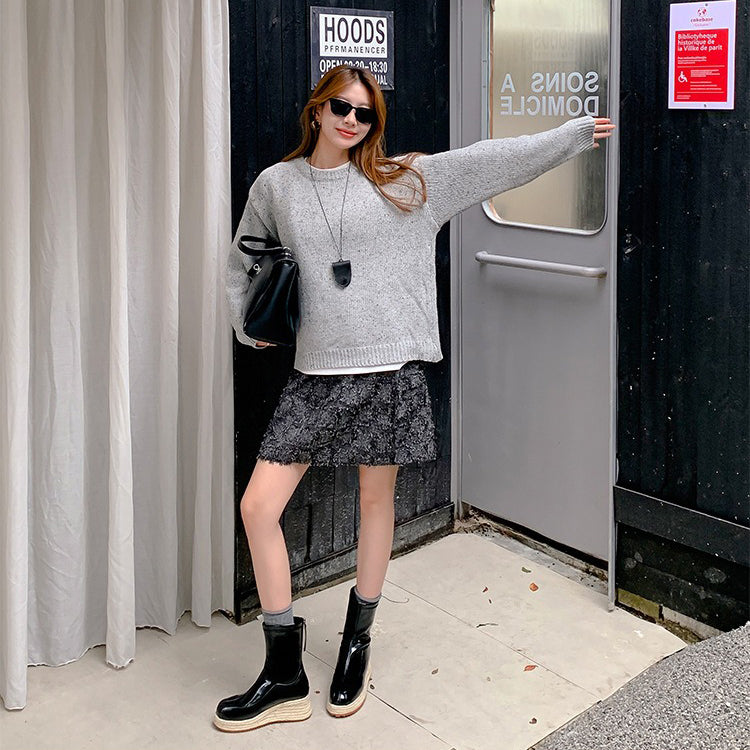 【シューズ】ウェッジヒール スクエアトゥ バックジップ エスパドリーユ 厚底ブーツ