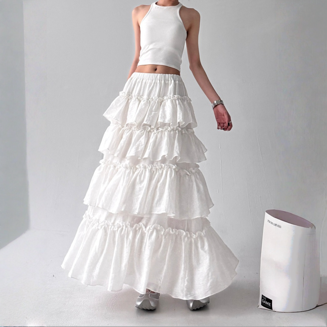 【ボトムス】春 秋 冬 夏 オリジナルデザイン ティアードスカート 【FCシリーズ】