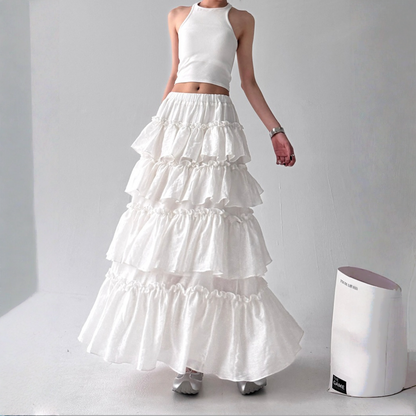 【ボトムス】春 秋 冬 夏 オリジナルデザイン ティアードスカート 【FCシリーズ】