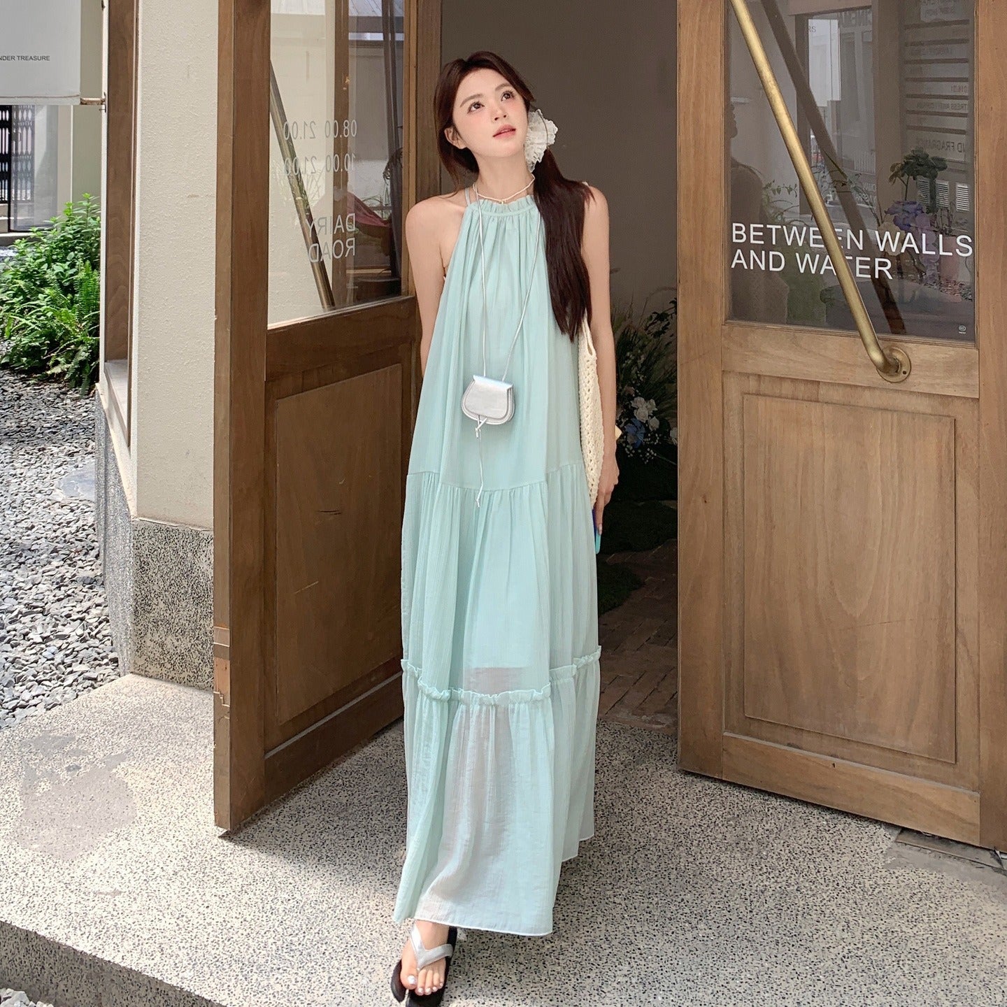 【ワンピース】フレンチスウィート バカンス風 ロマンティックな気質 ノースリーブワンピース