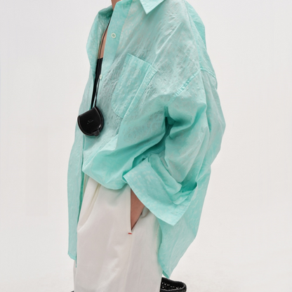 【トップス】【15日内発送】春 秋 夏 グレイッシュブルー UV対策 長袖シャツ 【JZシリーズ】