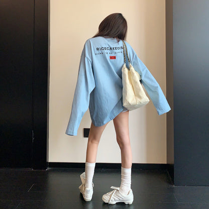 【トップス】ウォッシュ加工刺繍長袖Tシャツ レディース 初秋 ヴィンテージ風 ゆったり こなれ感【FCシリーズ】