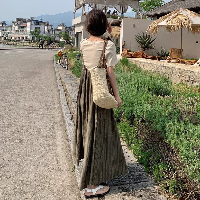 【ボトムス】夏新作 大人フェミニン ゆったりシルエット 体型カバー カジュアルオールインワン【SHシリーズ】