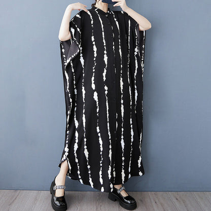 【ワンピース】大きいサイズ レディース シングルボタン シャツワンピース 半袖 体型カバー ロングワンピース【SHシリーズ】