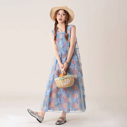 花柄拼接吊帶連衣裙｜夏季法式疊穿長裙｜顯瘦度假風洋裝【SH系列】