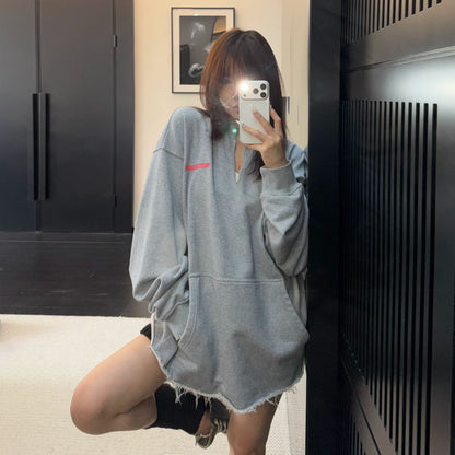 【トップス】グラデーションウォッシュスウェット レディース 古着風 厚手トレーナー ゆったりシルエット パーカー【FCシリーズ】
