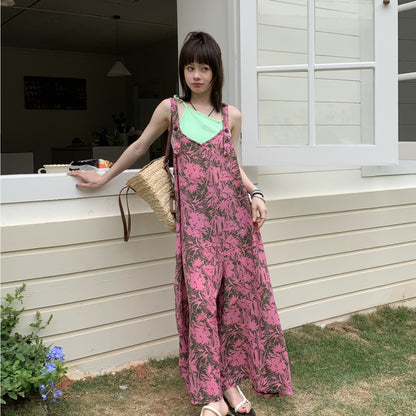 【ボトムス】夏新作 ゆったりカジュアル ラフ Vネック オールインワン【SHシリーズ】