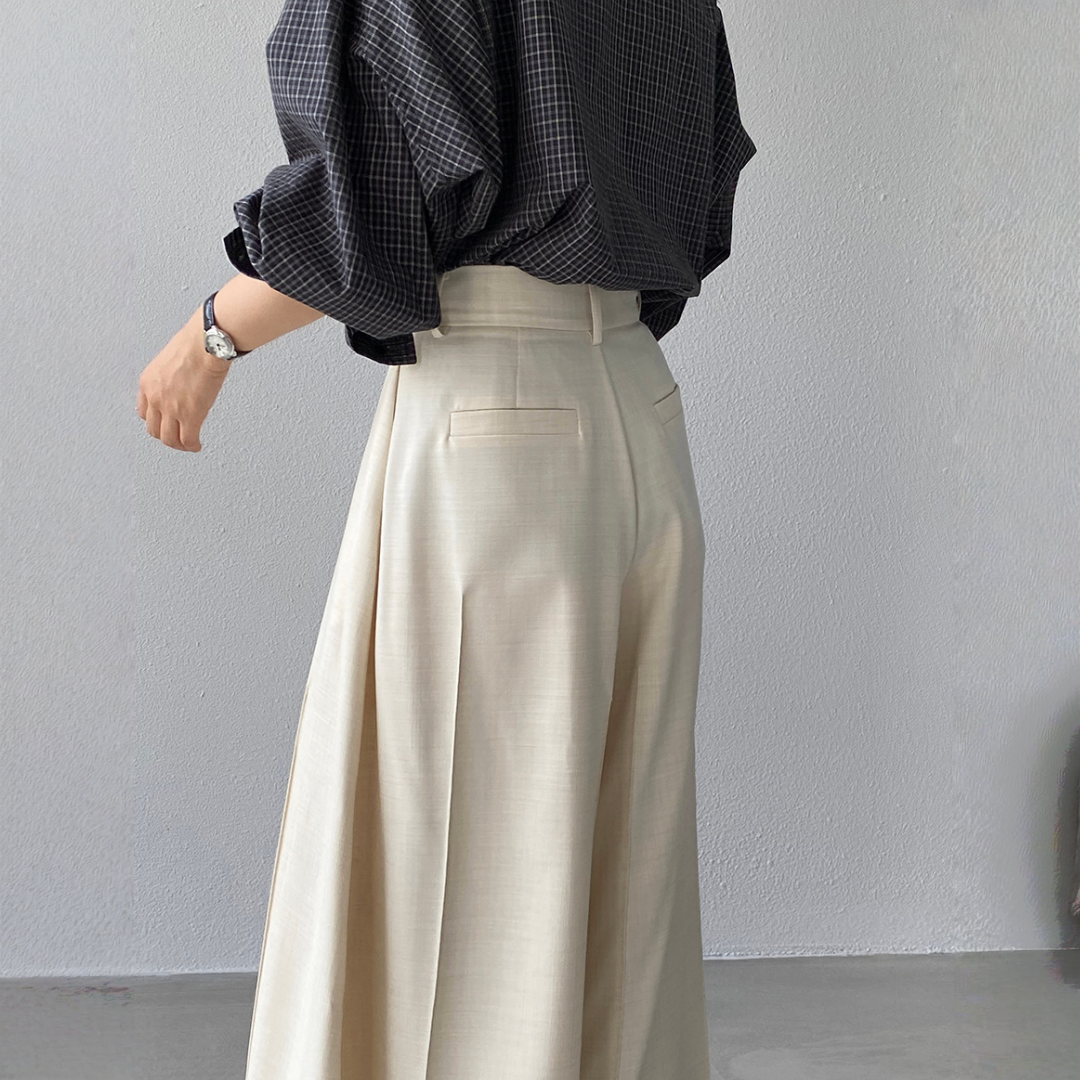 【ボトムス】春 秋 冬 ウエストマーク フリルギャザー 大振裾 パンツ 【JZシリーズ】