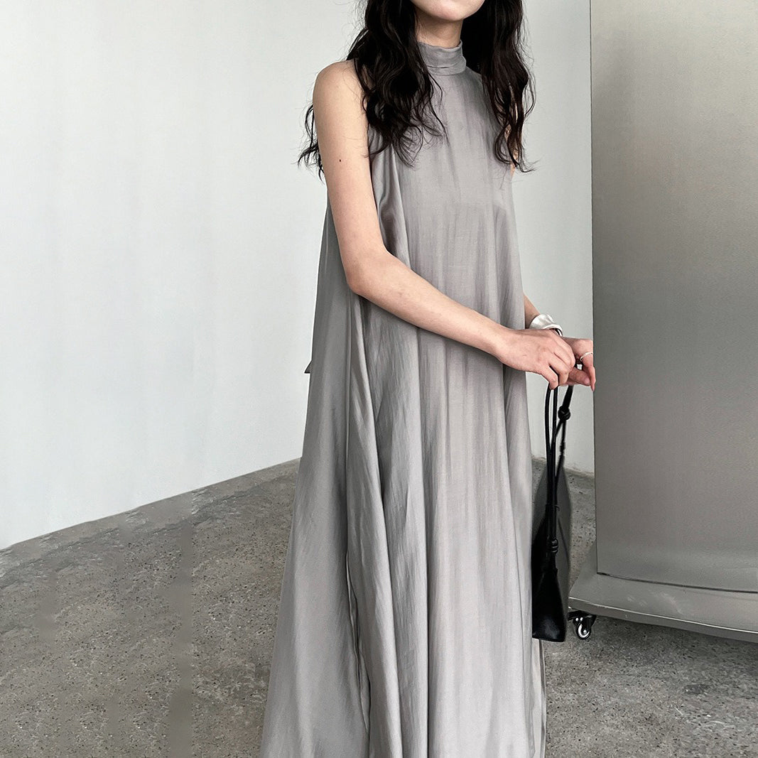 [洋裝] 夏季新品：法式時尚天絲飄帶無袖洋裝 |奢華度假風單品【SN系列】 