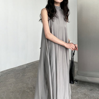 [洋裝] 夏季新品：法式時尚天絲飄帶無袖洋裝 |奢華度假風單品【SN系列】 