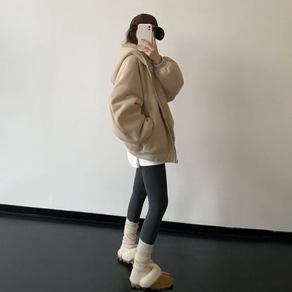 【アウター】リバーシブル フェイクファー 暖かい フード付き 中綿ジャケット 秋冬 綿入れコート【FCシリーズ】