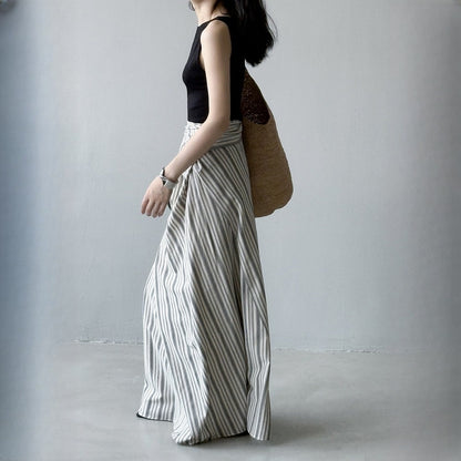 【来年夏再販】【ボトムス】夏 リゾート風 ウエストリボン Aライン スカート 【SNシリーズ】