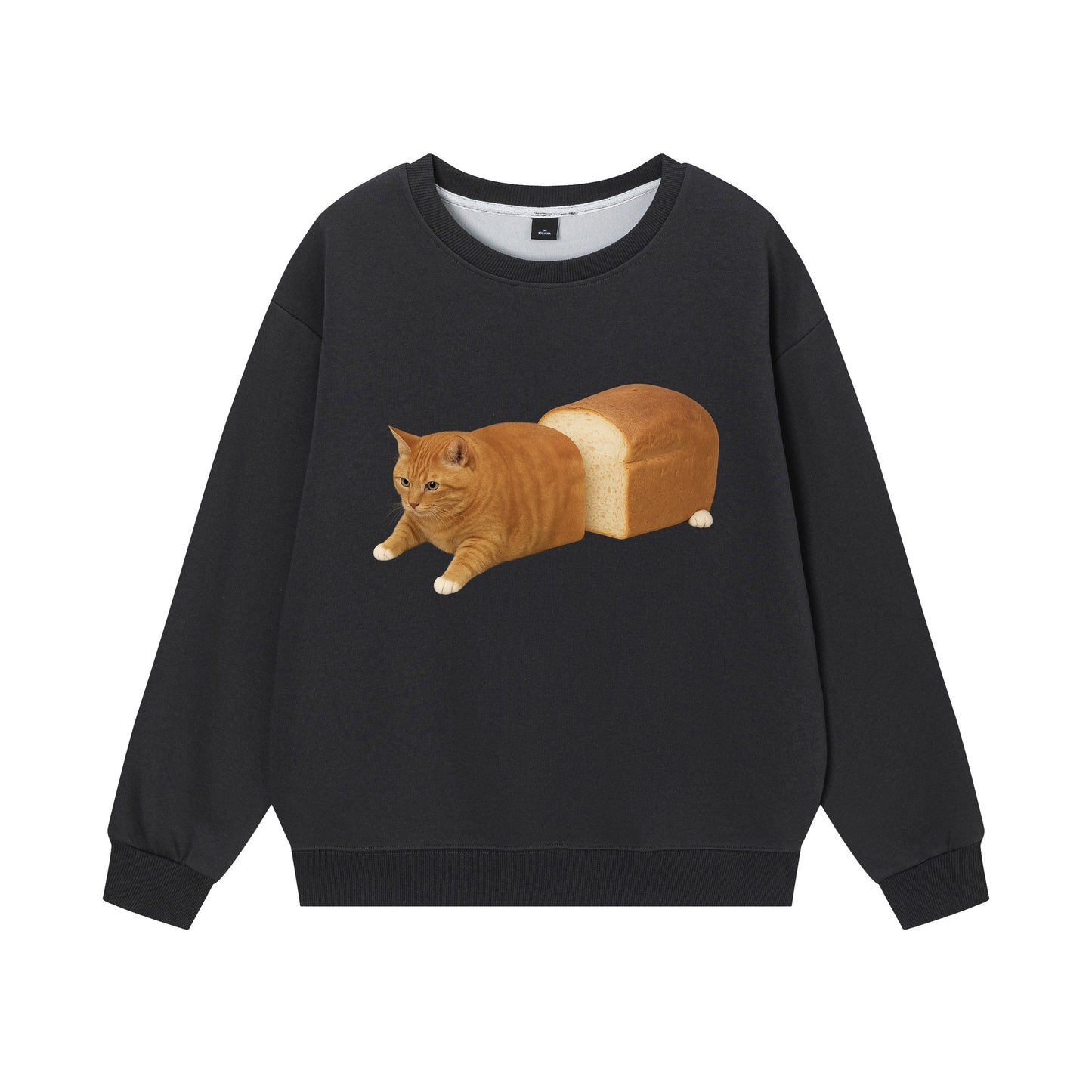 【トップス】パン猫プリント クルーネックスウェット ユニセックス 秋冬 ゆったり カジュアル【FCシリーズ】
