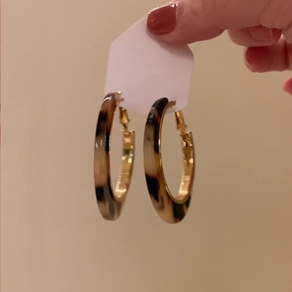 【グッズ】S925シルバー× キャラメルレオパード柄 ピアス 丸顔・面長フェイスもすっきり見え♪