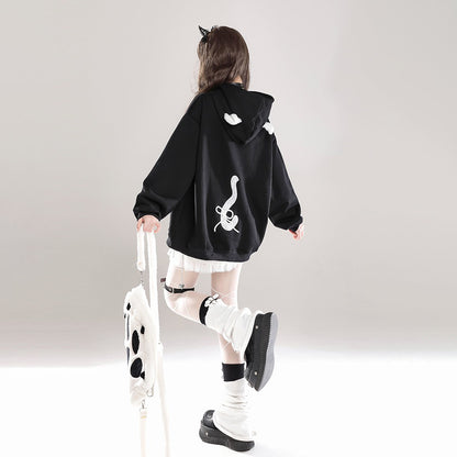 【トップス】猫耳 フード付き スウェット レディース 秋冬 裏起毛 ゆったり かわいい パーカー【FCシリーズ】