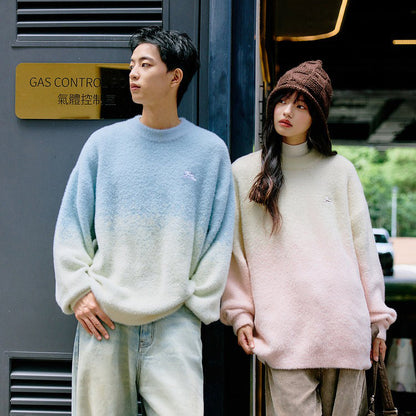 【トップス】男女兼用 可愛い子犬グラデーション クルーネック ニットセーター レディース オーバーサイズ カジュアル【FCシリーズ】