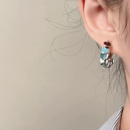 【🎁 B2G1｜先行スタート！】【グッズ】クールなピアス シルバーフリンジイヤリング ノンホール＆ミニマル韓国風デザイン