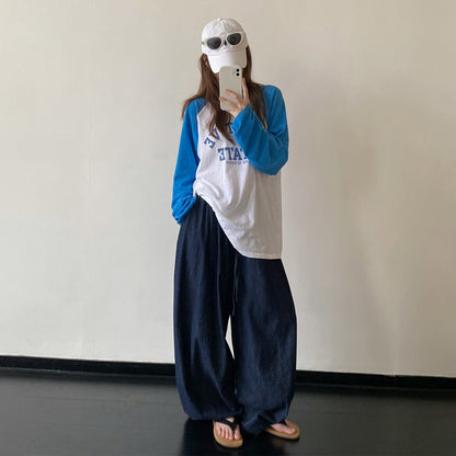 【トップス】古着風ロゴロンT レディース 配色デザイン ラグランスリーブ オーバーサイズ リラックスコーデ Ｔシャツ【FCシリーズ】