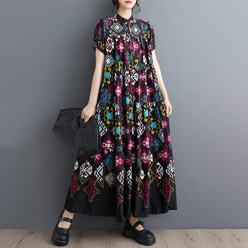 【ワンピース】大きいサイズ レディース夏新作 韓国風 ゆったりサイズ スリム効果 花柄 半袖 シャツワンピース【SHシリーズ】