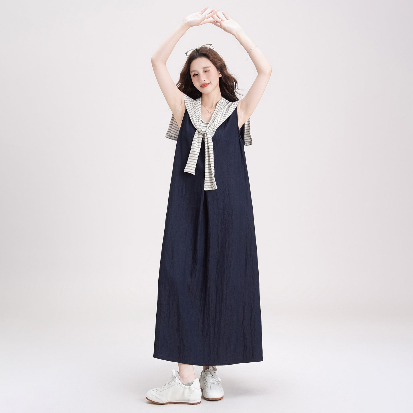 【ワンピース】レディース ワンピース 夏 セットアップ ストライプ ノースリーブ ロング ゆったり 上品 フレンチ風 2026新作【JZシリーズ】