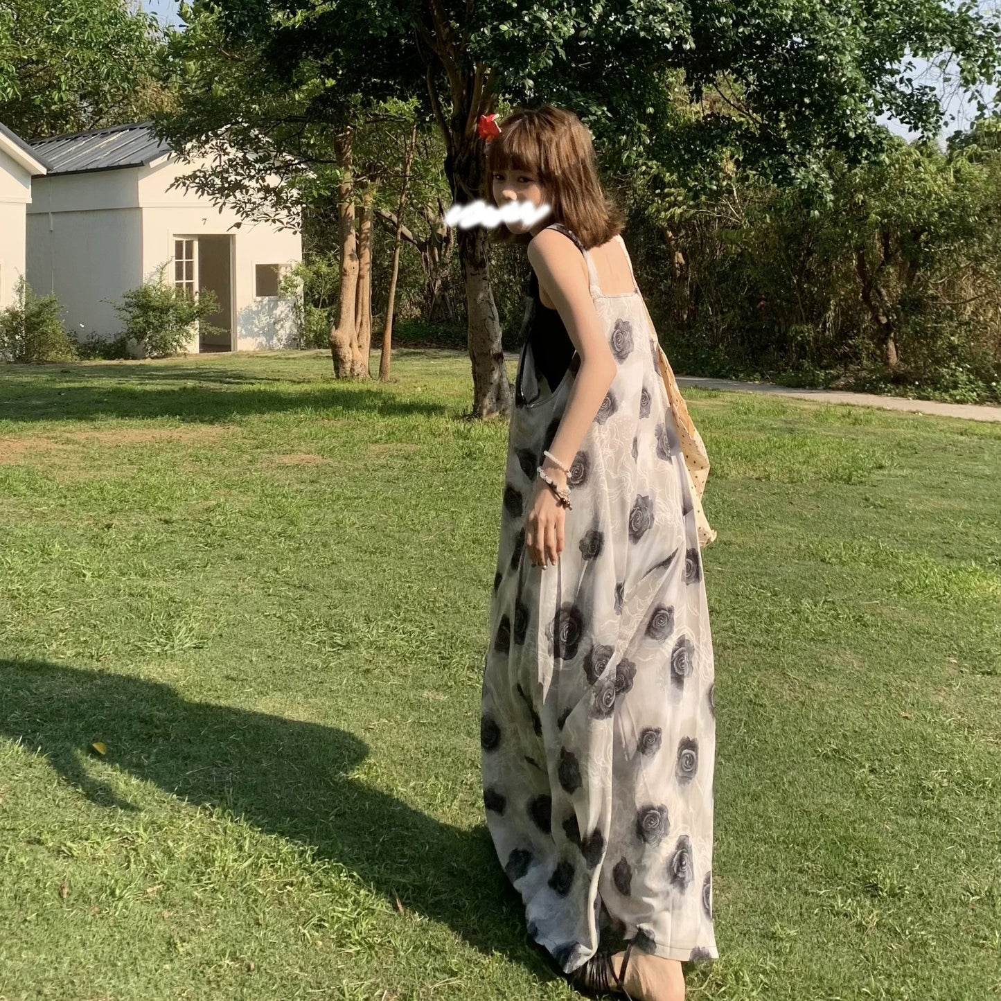 【ボトムス】夏新作 ヴィンテージ風 ローズ柄 ゆったりシルエット カジュアル オールインワン【SHシリーズ】