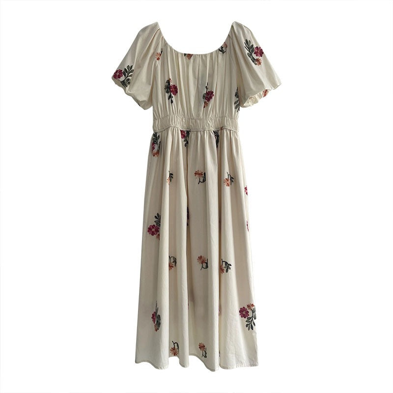 【ワンピース】夏 刺繍 エレガント 花柄 半袖 ワンピース 【SHシリーズ】