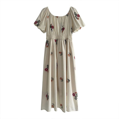 【ワンピース】夏 刺繍 エレガント 花柄 半袖 ワンピース 【SHシリーズ】