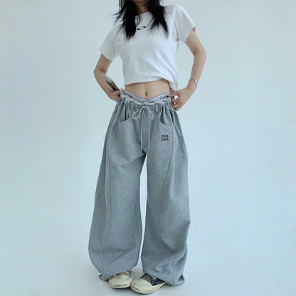 【ボトムス】春 秋 冬 ギャザーウエスト ストレート ワイド スウェットパンツ 【FCシリーズ】