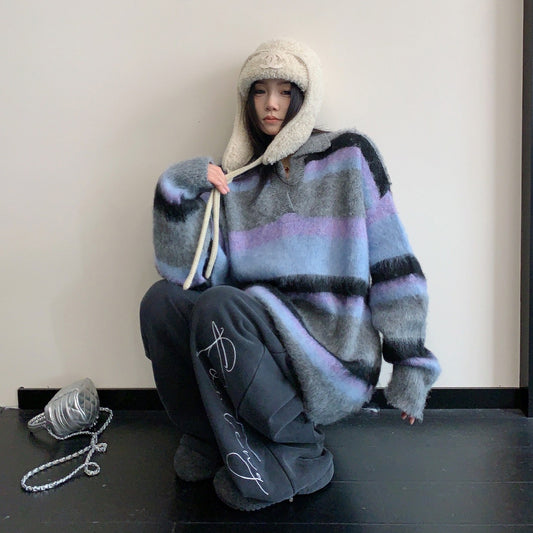 【トップス】ラフ感 抜け感 ボーダー 厚手 プルオーバー ニット 【FCシリーズ】