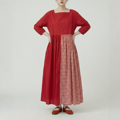 【ワンピース】切り替え 切り替え レトロ フレア 長袖 ワンピース 【JZシリーズ】