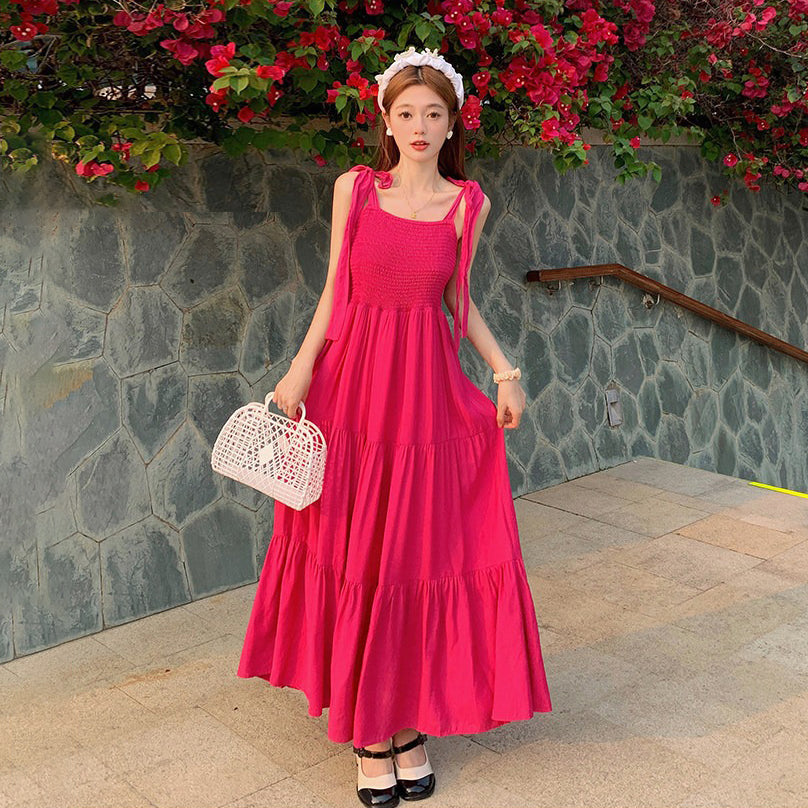 60%OFF【ワンピース】大人気 セクシー キャミドレス｜着痩せ ティアード ロング丈 2026新作｜リゾート ビーチ 旅行 ノースリーブワンピース【JZシリーズ】