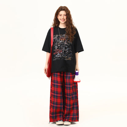 【トップス】アメリカンレトロ グラフィティTシャツ レディース 半袖 ゆったり 夏 ペアルック【FCシリーズ】