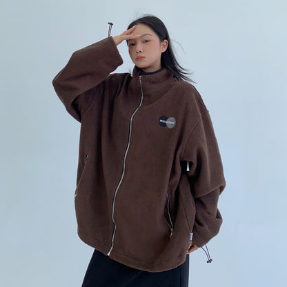 【アウター】春 秋 冬 フリース スタンドカラー オーバーシルエット ジャケット 【FCシリーズ】