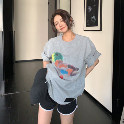 塗鴉風卡通圖案T恤｜美式復古寬鬆短袖【FC系列】