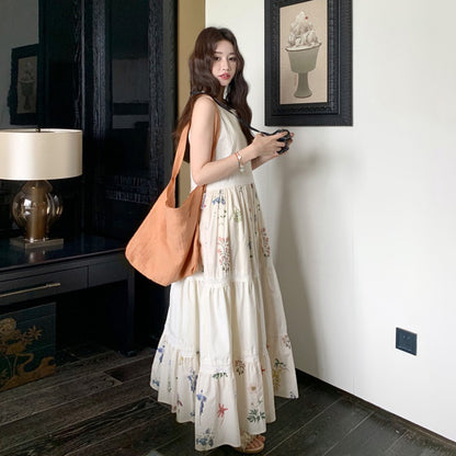 【ワンピース】夏 フレンチ気質 小花柄切替ノースリーブワンピース リゾート感たっぷり【SHシリーズ】