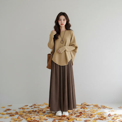 【セットアップ】メラード風コーデ 春 秋 冬 ニット セーター + ワイドパンツ 2点セット 【JZシリーズ】