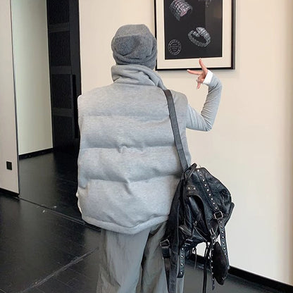 【トップス】ミニマルデザイン 刺繍中綿ベスト レディース 厚手で上品な雰囲気【FCシリーズ】