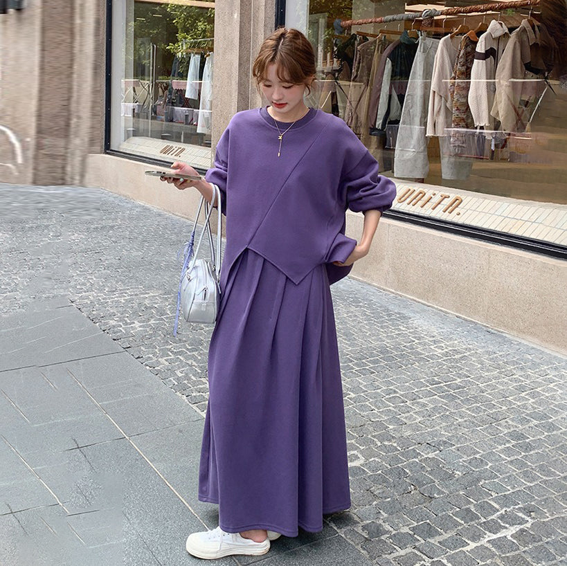 2点セット！【セットアップ】不規則デザイン スウェット+スカート上下セット レディース 春秋 新作【JZシリーズ】