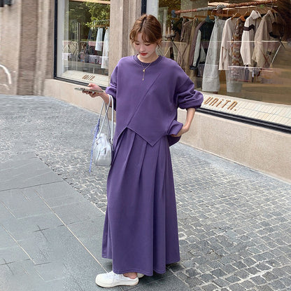 2点セット！【セットアップ】不規則デザイン スウェット+スカート上下セット レディース 春秋 新作【JZシリーズ】