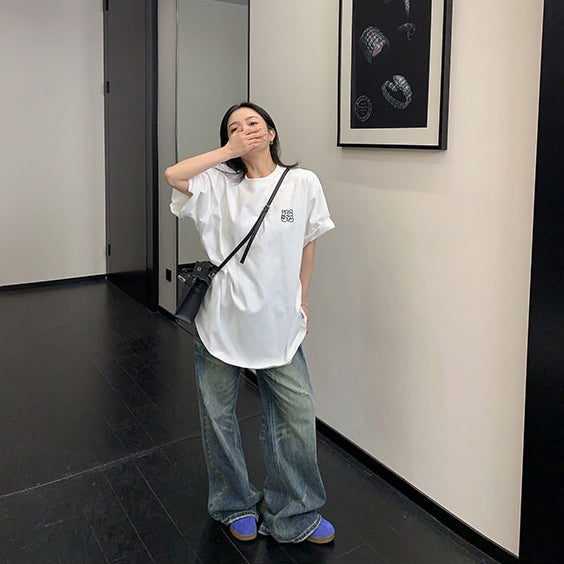 【トップス】Tシャツ レディース 夏 半袖 コットン ゆったり オーバーサイズ クルーネック 人気 リラックスコーデ【FCシリーズ】