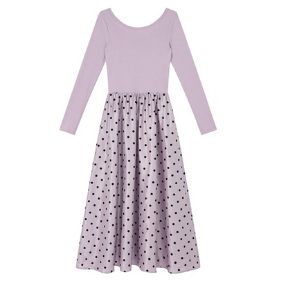 【ワンピース】春 秋 冬 フリルギャザー 切り替え ウエストマーク ベルト 長袖 ワンピース